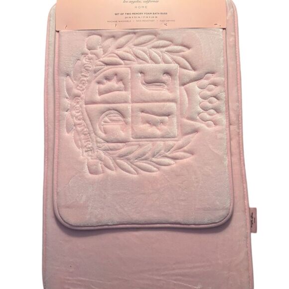 Juicy couture Set of 2 Pink Memory Foam Bath Rugs Anti-Slip 20x32 Bathroom Mat - Picture 1 of 7